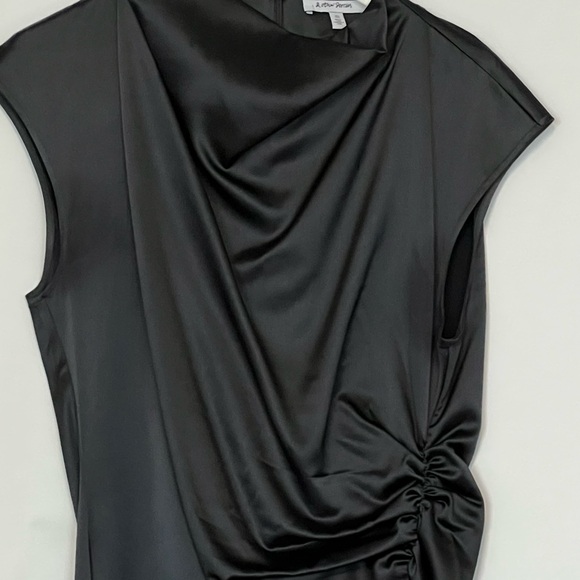 & Other Stories Fitted Twist Seam Midi Satin Dress Slate Gray US 8 - Picture 3 of 9